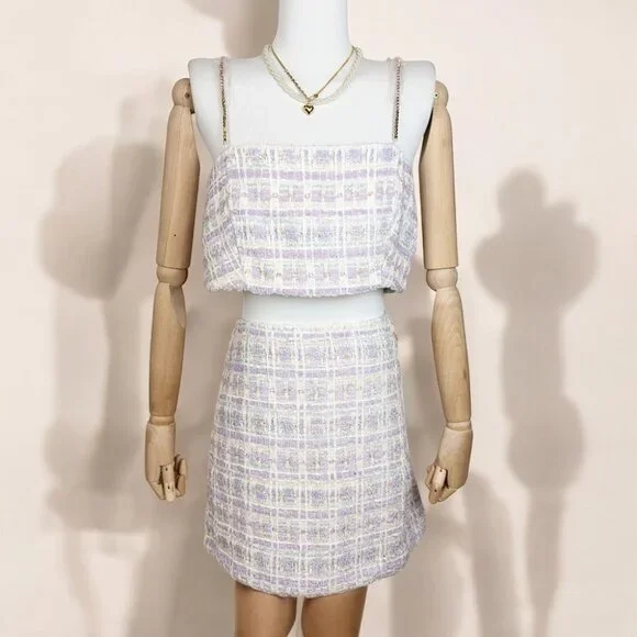 NWT House of Harlow 1960 Tweed Crop Top and Mini Skirt Set - Picture 4 of 12